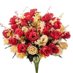 Artificial Flowers Silk Rose Wedding Home Festival Room Decoration Bride Bouquet Diy Scrapbooking Garland Wall Photography Props