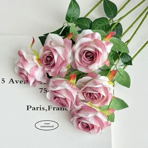 Artificial Roses Velvet Flowers with Long Stem Fake Roses Bouquet DIY for Home Vase Garden Craft Flower Wall Wedding Decoration