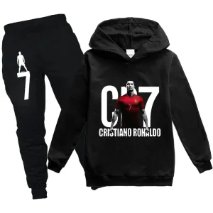 Autumn Football Star Children Hoodie+Pants Suit Kid Sweatshirt 2pcs Sets CR7 Print Boys Girls Trousers Set Tracksuits 3-12 Years