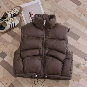 Autumn Winter New Boys Girls Down Vest Fashion Solid Color Thick Stand Collar Waistcoat For 3-12 Years Kids Casual Outerwear