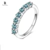 BIJOX STORY 3mm Gemstone Moissanite Ring for Women S925 Silver White Gold Stackable Wedding Band Diamond Matching Gift