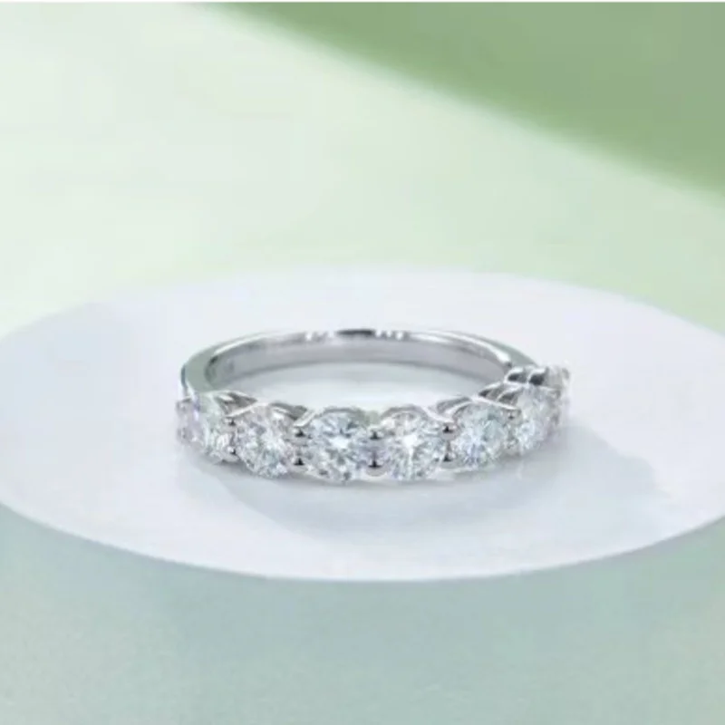BIJOX STORY 3mm Gemstone Moissanite Ring for Women S925 Silver White Gold Stackable Wedding Band Diamond Matching Gift - Image 3