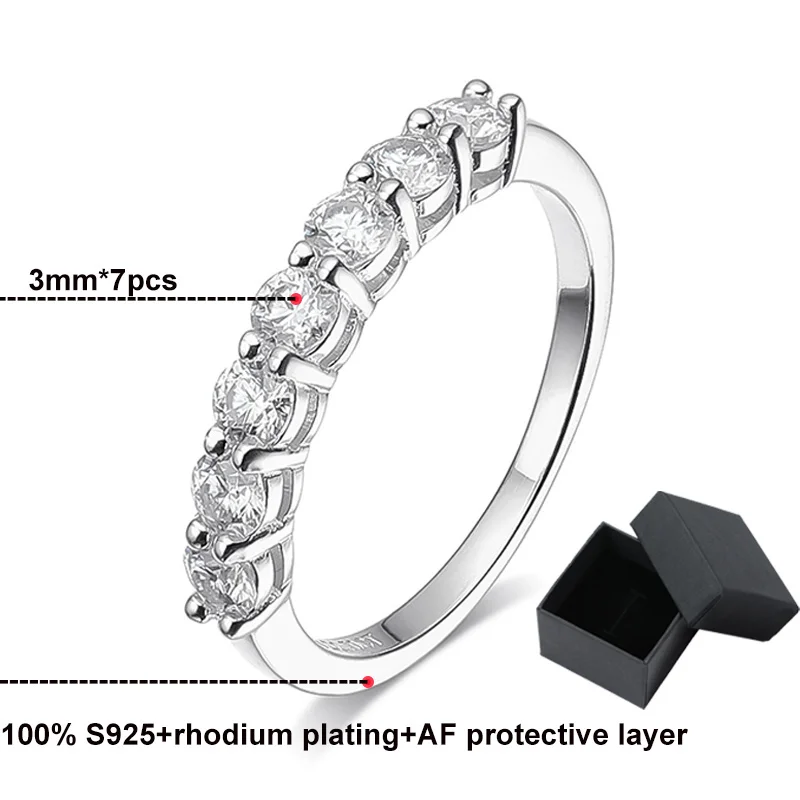 BIJOX STORY 3mm Gemstone Moissanite Ring for Women S925 Silver White Gold Stackable Wedding Band Diamond Matching Gift - Image 5