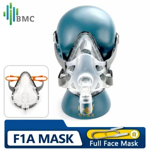 BMC F1A Full Face Mask With Headgear For CPAP BiPAP Machine Sleep Apnea CPAP Full Mask Extra Cleaning Brush Mask for Resmed CPAP