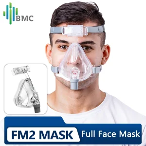 BMC FM2 Full Face CPAP Mask with Headgear and Cleaning Brush For CPAP Bipap Machine COPD Sleep Apnea Suitable for 22mm Tube