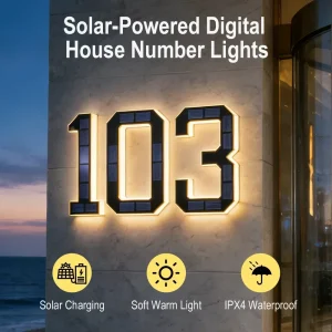 BORUiT LED olar House Number Light olar House Number Light Waterproof Address Numbers for Outdoor Modern Home Garden Decoration