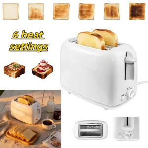 BRIEFNESS 2-Slice Toaster 6 Browning Settings, One-Click Sandwich Maker,Wide Slot with Crumb Tray, Toastie Machine for Breakfast