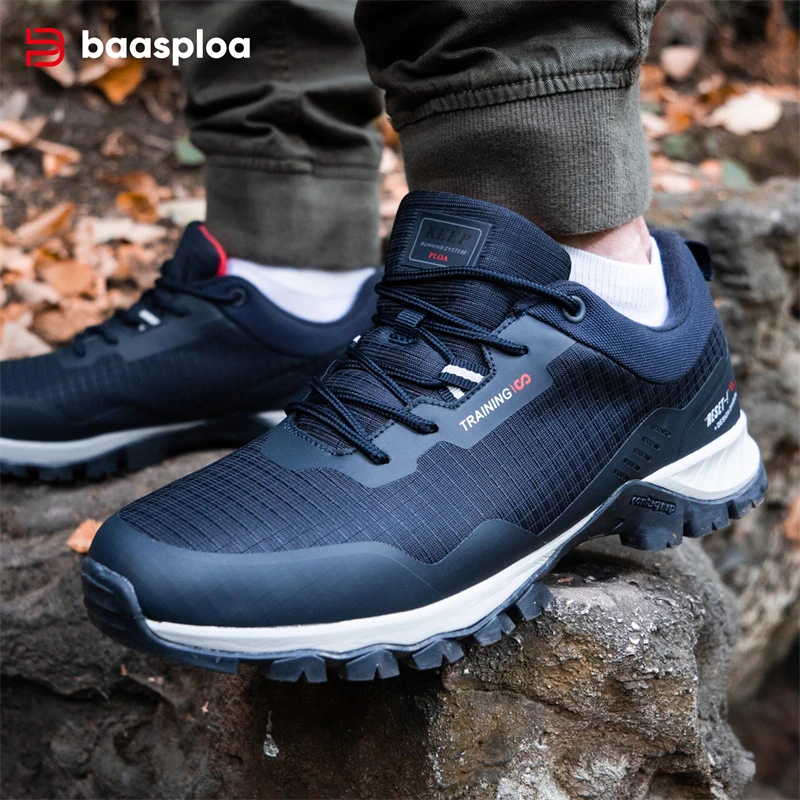 Baasploa Men Hiking Shoes Fashion Outdoor Camping Waterproof Lace-Up Sneakers Male Casual Non-Slip Wear Resistant Walking Shoes - Image 5
