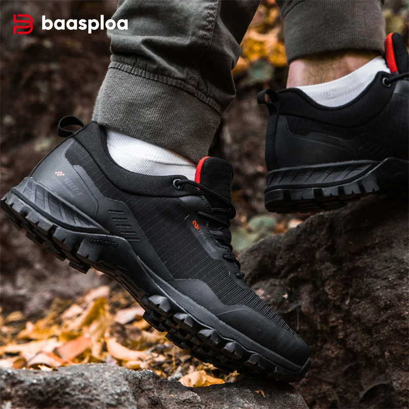 Baasploa Men Hiking Shoes Fashion Outdoor Camping Waterproof Lace-Up Sneakers Male Casual Non-Slip Wear Resistant Walking Shoes - Image 6