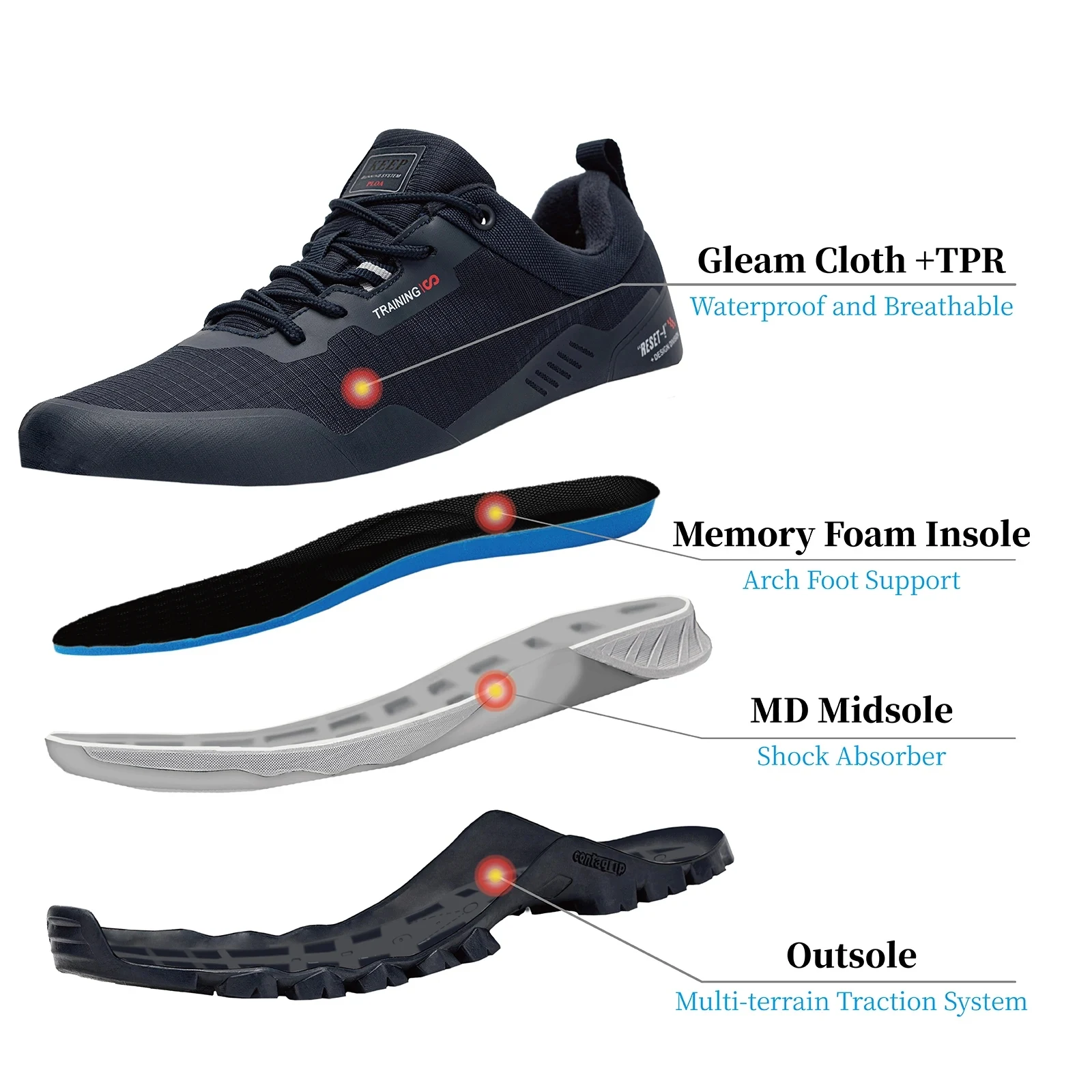 Baasploa Men Hiking Shoes New Waterproof Outdoor Climbing Sneakers Male Anti-Skid and Wear-Resistant Comfortable Sport Shoes - Image 2