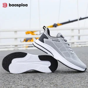 Baasploa Running Shoes Men's New Casual Lightweight Designer Mesh Sneakers Male Outdoor Breathable Lace-Up Sports Walking Shoes