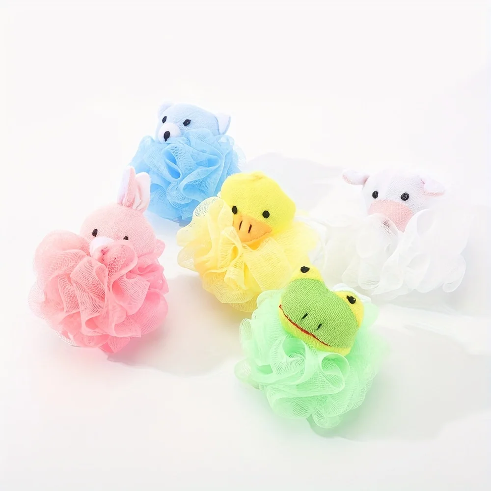 Bath Sponges Animal Kids Loofah Bath Pouf Mesh Animal Toy Bath Sponge Colorful Cartoon Body Scrubber Balls Shower Mesh for Kids - Image 3