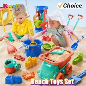 Beach Toys Set of Plastic for Kids Indoor Outdoor Sensory Sandbox Play with Sand Molds Bucket Shovel for Sandcastle Building