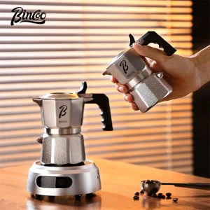 Bincoo Compact 3-Valve Moka Pot 316 Surgical Stainless Steel Valve System High Density Filter Screen for Travel Camping Home