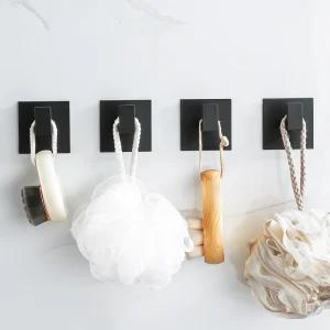 Black Self-Adhesive Wall Hooks For Hanging Keys Clothes Hanger Door Metal Robe Hook Coat Rack Towel Holder Bathroom Accessories