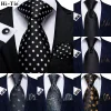 Black White Dot Silk Wedding Tie For Men Hanky Cufflink Gift Men Necktie Gravata Set Fashion Business Dropshipping Hi-tie Design