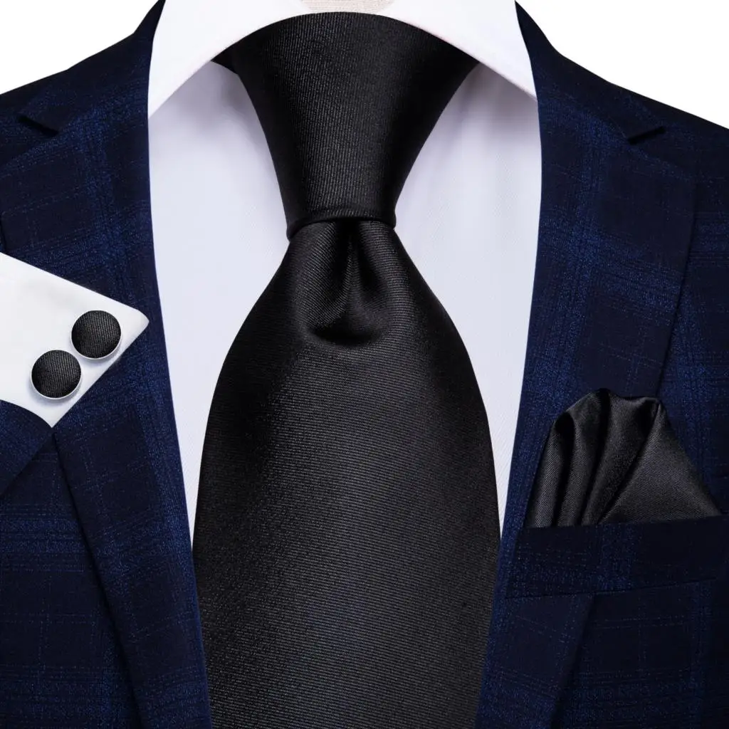 Black White Dot Silk Wedding Tie For Men Hanky Cufflink Gift Men Necktie Gravata Set Fashion Business Dropshipping Hi-tie Design - Image 4