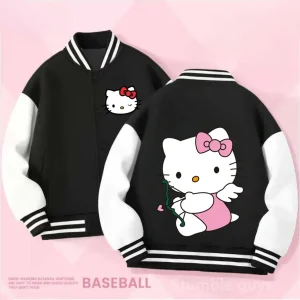 Boys Clothes Girls Kawaii Hello Kitty Baseball Uniform Outerwear 3-14Y Sanrio Spring Autumn Casual Jacket