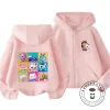 Boys Girls Gabbys Dollhouse Zipper Hoodie 3-14Y Autumn And Winter Cute Kawaii Cartoon Hot Street Warm Casual Kids