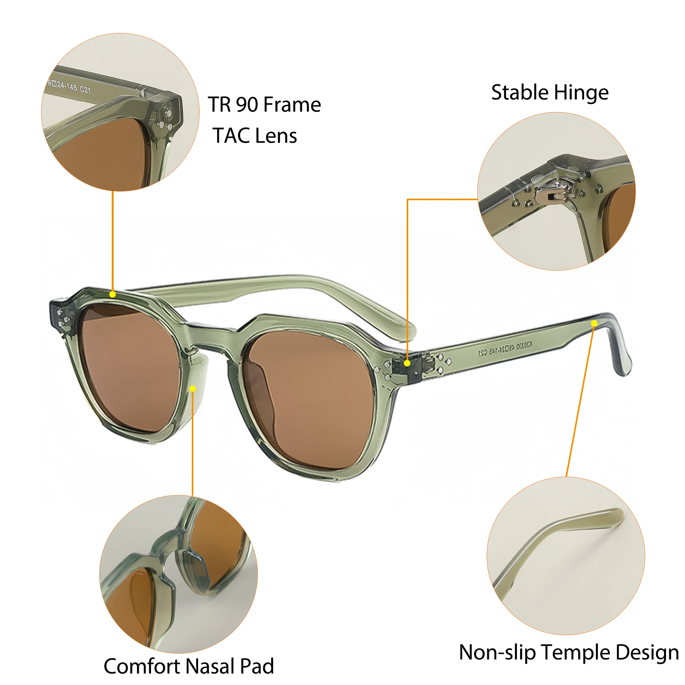 CATERSIDE Retro Polarized Sunglasses Men Ultralight TR90 Frame Polygon Women Sun Glasses Outdoor High Quality Travel Eyewear - Image 6