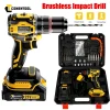 CONENTOOL 21V Brushless Impact Drill 52Nm Cordless Electric Drill Driver Set 28+3 Torque Power Tools for Makita 18V Battery Pins