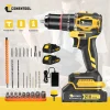 CONENTOOL 52Nm Brushless Impact Drill High Torque Multi Modes Drill Kit Cordless Drill 2x2000mAh Battery Professional Home DIY