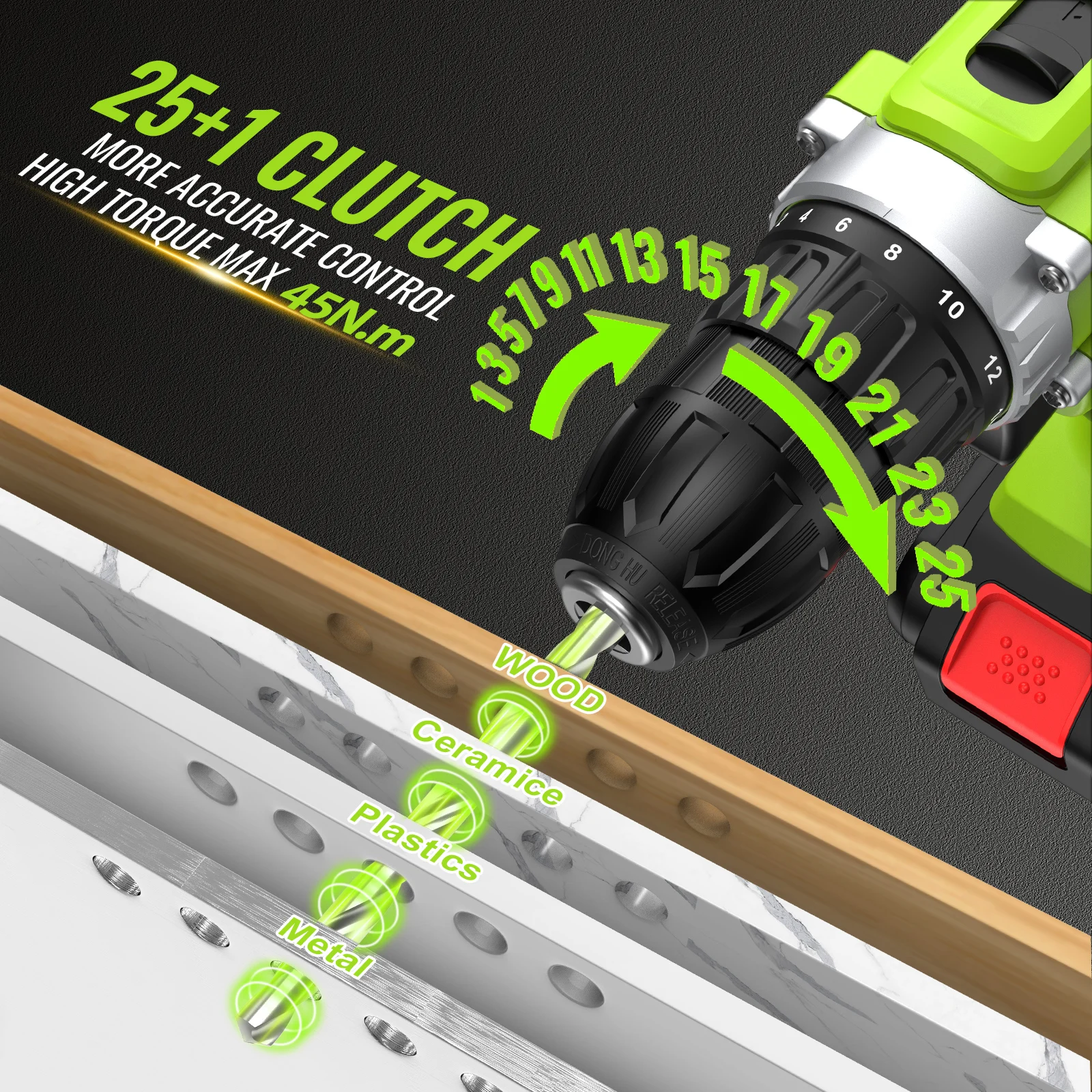 CONENTOOL Electric Screwdriver 48V Lithium-Ion Cordless Drill Driver Set LED Work Light Electric Drill Quick Changer Battery Set - Image 4