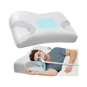CPAP Pillow for Sleep Apnea, Memory Foam Neck Support Pillow, Ergonomic Design for Side Back Stomach Sleepers, Relief Snoring