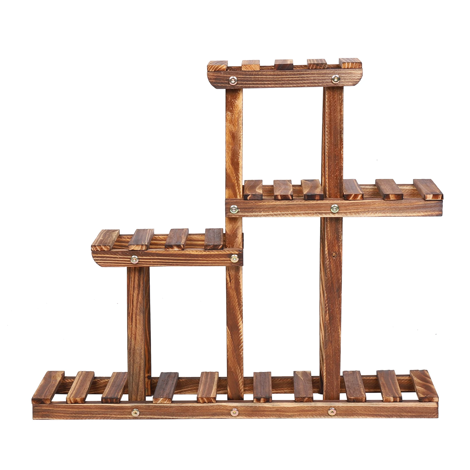 Carbonized Wood Plant Stand Multi Tier Succulent Rack Mini Desktop Plant Holder for Outdoor Balcony Garden - Image 2