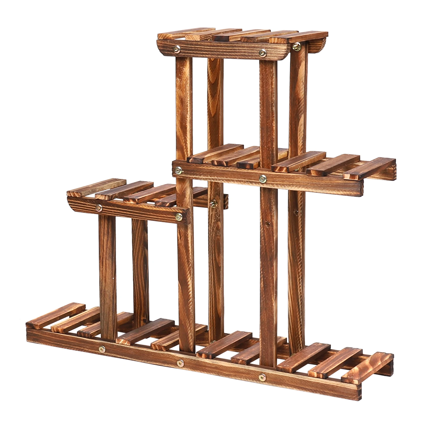 Carbonized Wood Plant Stand Multi Tier Succulent Rack Mini Desktop Plant Holder for Outdoor Balcony Garden - Image 5