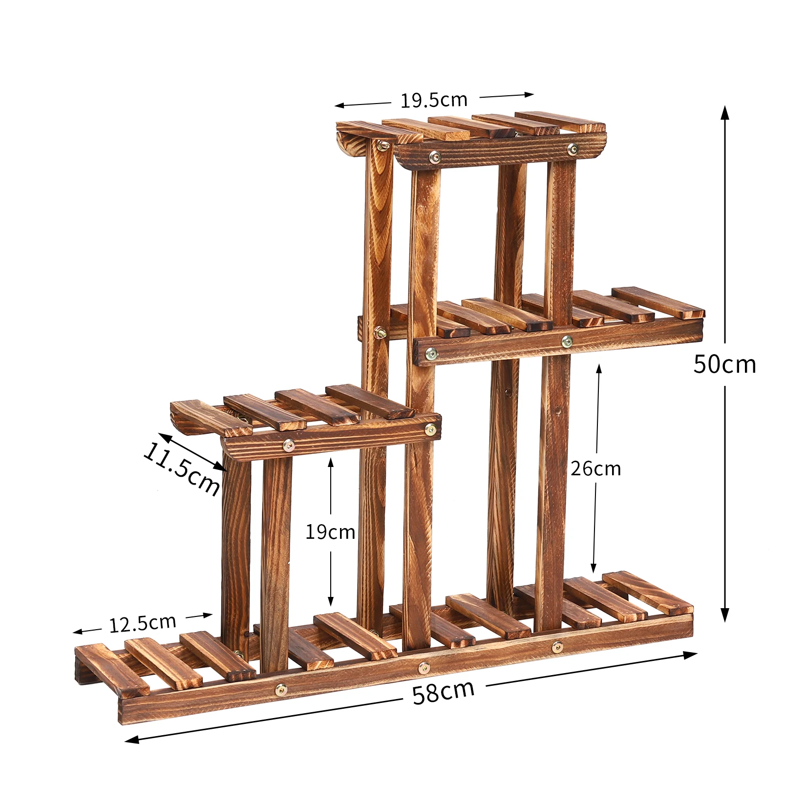 Carbonized Wood Plant Stand Multi Tier Succulent Rack Mini Desktop Plant Holder for Outdoor Balcony Garden - Image 6