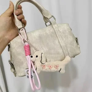 Cartoon Animal Dog Dachshund Plush Keychain Puppy Stuffed Keyring Pendant Bag Hanging Decoration Gift Cute Key Holder