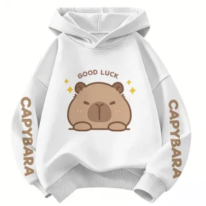 Cartoon Cute Capybara Print Children's Hooded Hoodies Capybara Casual Fashionable Comfortable Boy Girl Sweatshirt Pullover