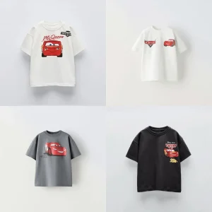 Cartoon Mcqueen Car Print Children's Short Sleeved Summer Top Fashionable Casual Girl T-shirt Cool Boy Shirt Children's Clothing