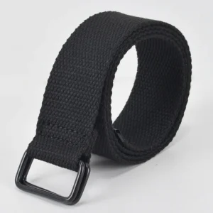 Casual Free Punch Canvas Belt Double Ring Buckle Cotton Canvas Buckle Belt Cloth Fabric Pants Belt Men's