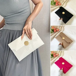 Casual Ladies Clutch Bag Minimalism Handheld Envelope Bags Felt Indentation Handbag Solid Color Business Women's Bag