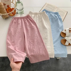 Casual Teen Girl Clothes 2 To 8 9 12 Years Kids Girls Pants Solid Color Trousers Children's Pants For Cute Elegant Girl Wear