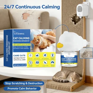 Cat Calming Pheromone Diffuser Kit Effectively Relieve Anxiety Help Pets Relaxing Long-Lasting Sedative Pet Cat Calming Solution