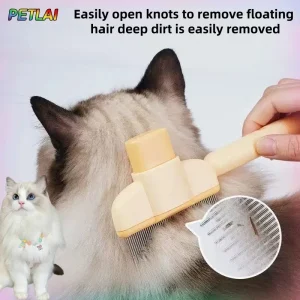 Cat Hair Remover Comb Flea Comb Multifunctional Pet Brush with Release Button Self-Cleaning Pet Comb for Dog Cat Comfort safety