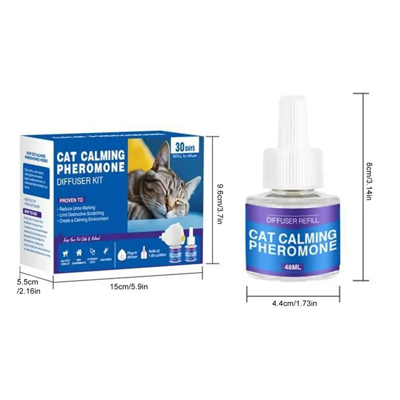 Cat Pheromones Calming Diffuser Refill Reduce Fighting Diffuser Plug In 60-Day Pets Calming Pheromone Relieve Stress Refill - Image 3