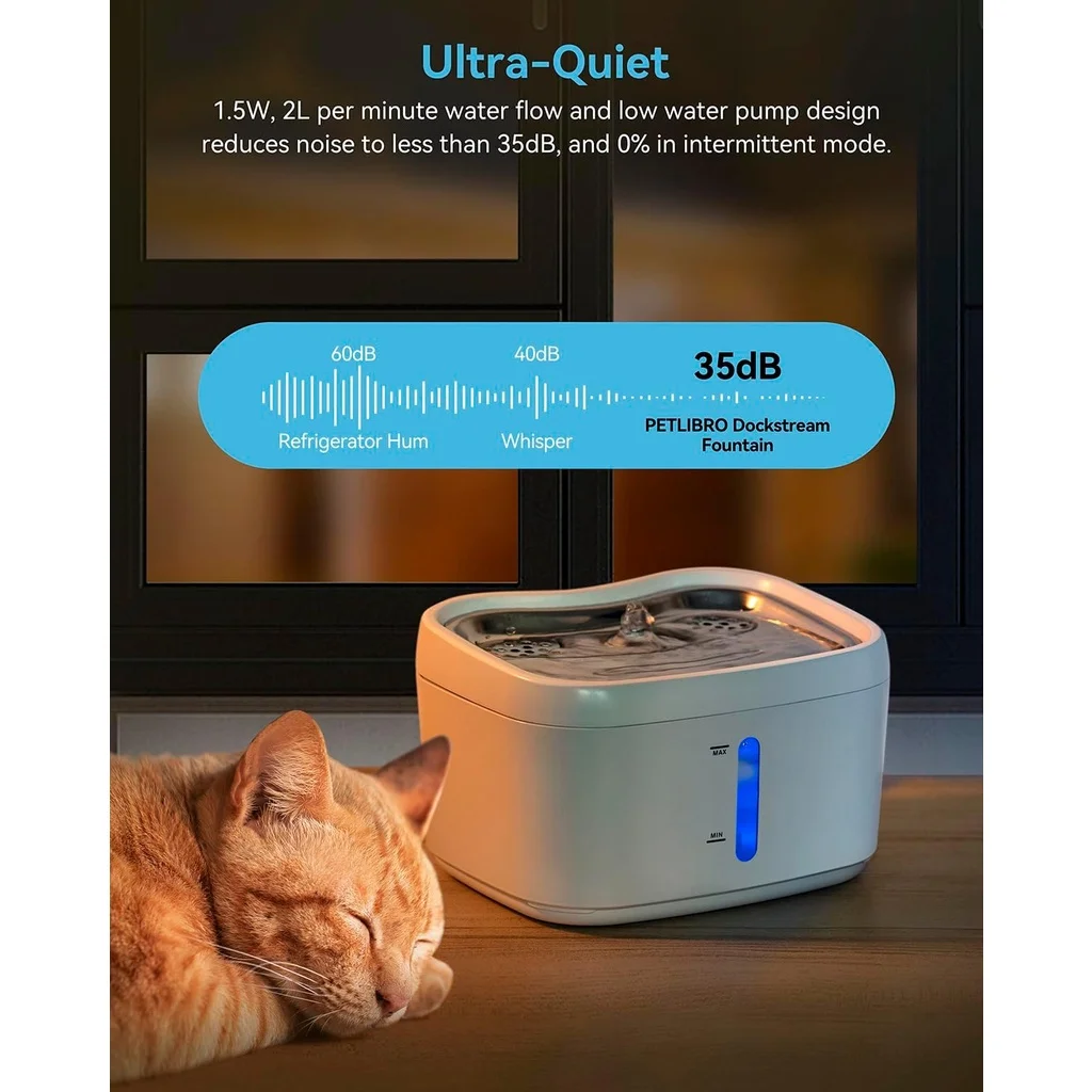 Cat Water Fountain with APP Wireless Connected 84oz/2.5L Automatic Pet Water Fountain with Stainless Steel Tray Weight Sensor - Image 5