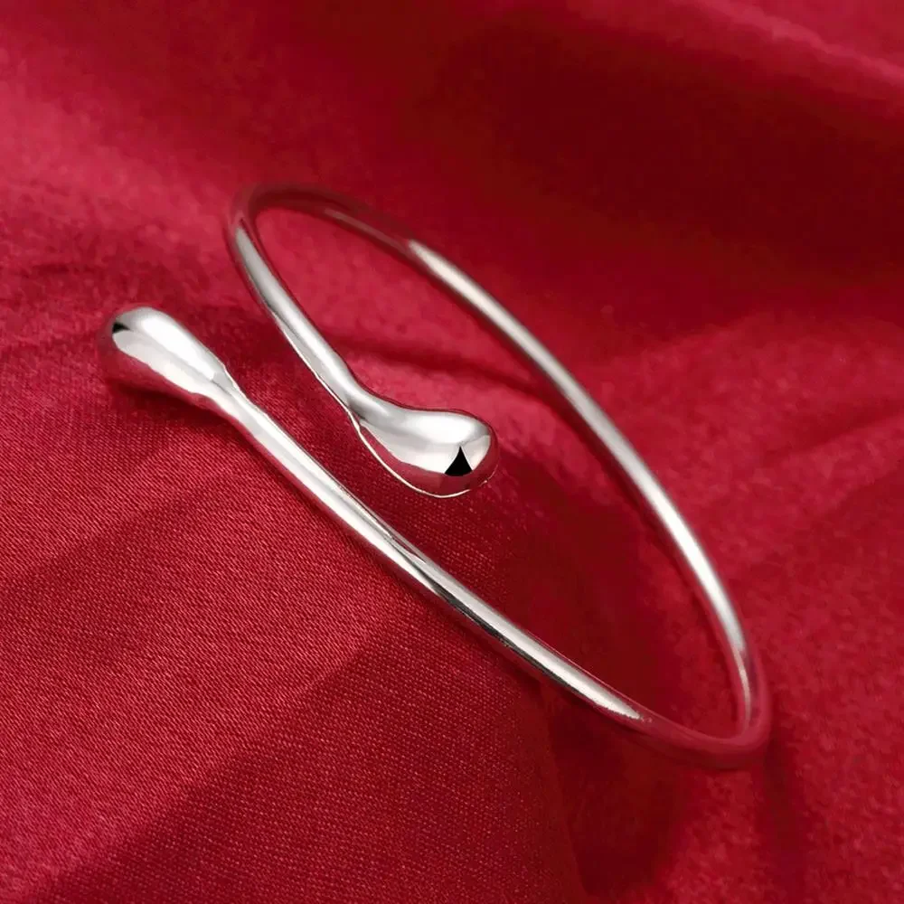 Charm 925 Sterling Silver Bracelets for Women fine Water droplets bangles lady Fashion Wedding Party Christmas Gift Jewelry - Image 2