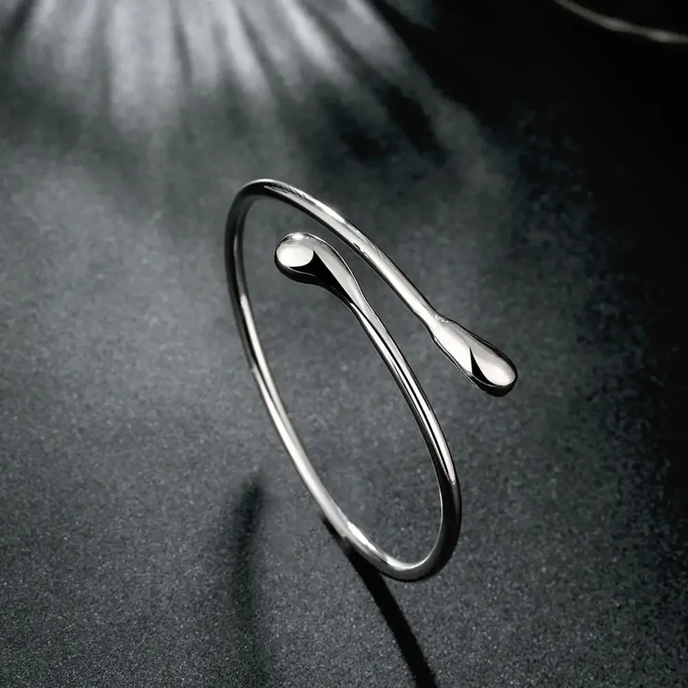 Charm 925 Sterling Silver Bracelets for Women fine Water droplets bangles lady Fashion Wedding Party Christmas Gift Jewelry - Image 3