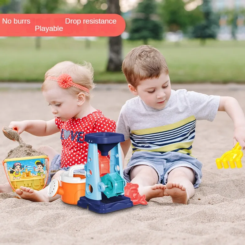 Children Beach Sand Play Tool Set Sand Bucket Sieve Funnel Sand Shovel Sand Wagon Watering Can Summer Outdoor Toys for Kids - Image 2