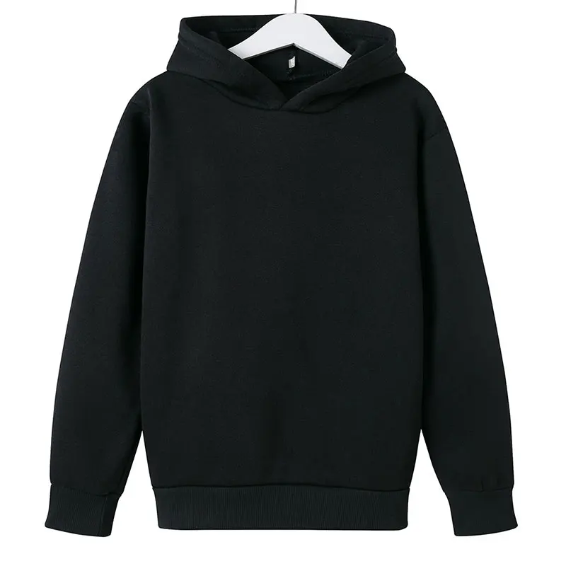 Children Clothing Solid Color Hoodie Boys Girls Tops Toddler 3-12 Year Sweatshirr Black White Ash Red Blue Spring Autumn Coat - Image 2