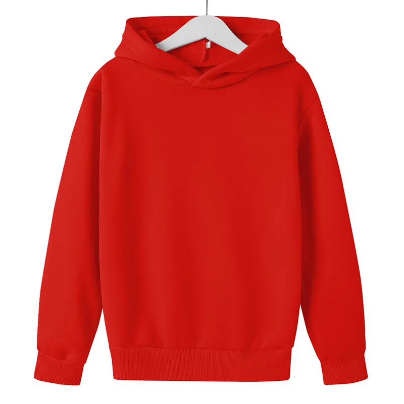 Children Clothing Solid Color Hoodie Boys Girls Tops Toddler 3-12 Year Sweatshirr Black White Ash Red Blue Spring Autumn Coat - Image 3