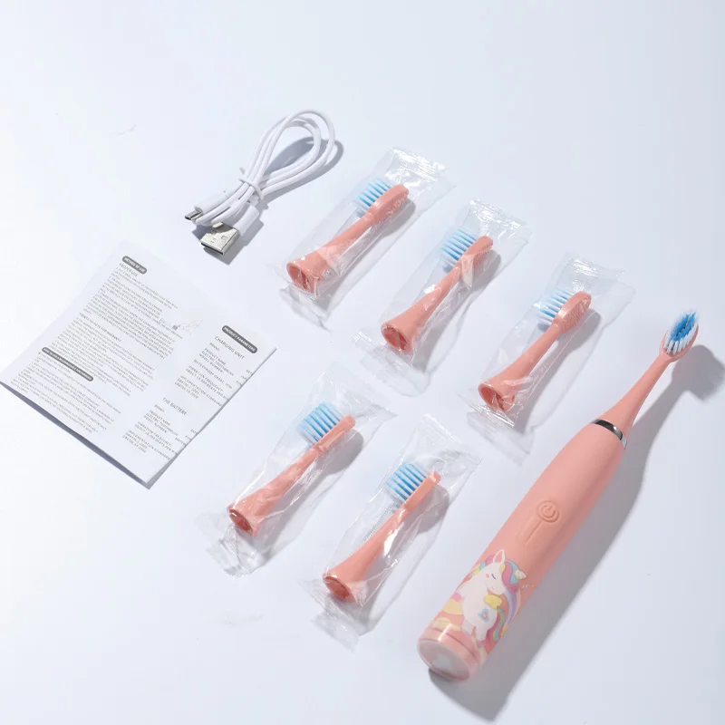 Children Electric Toothbrush Cartoon Kids With Replacement Head Ultrasonic IPX7 Waterproof Rechargeable Sonic Toothbrush - Image 6