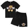 Children Summer Charming Rose Letter Bear Print T-shirt+Shorts Set Boys Girls 3-12Yrs Casual Toddler Sports First Choice Clothes