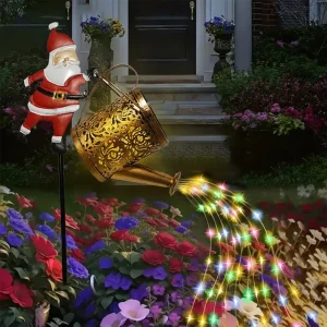 Christmas Santa Solar Kettle Lights Garden Lawn Christmas Lights Solar Santa Claus Kettle Lights Solar Watering Can Lights