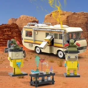 Classic Breaking Bad RV White and Pink Characters Model 3-in-1 Movie Protagonist Building Blocks Toy for Kids Adults